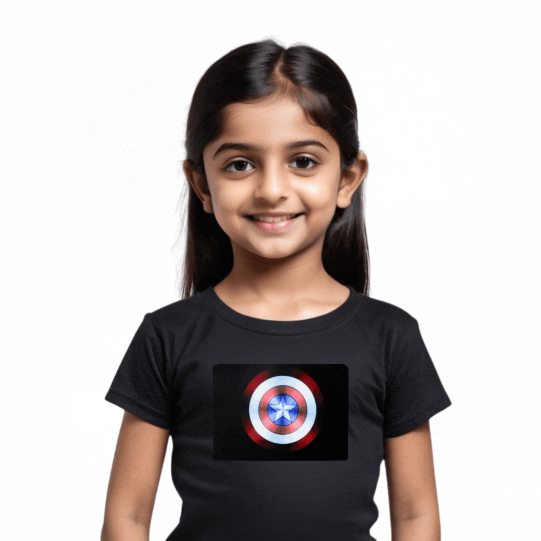 Shield Hero Girls Kids LED Black Cotton T-Shirt
