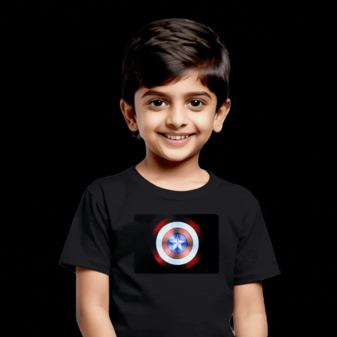 Shield Hero Boys Kids LED Black Cotton T-Shirt