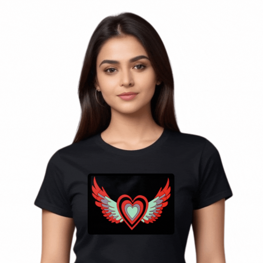 Fly Heart Black LED Tshirt & Panel For Men and Women – GR-PRO49