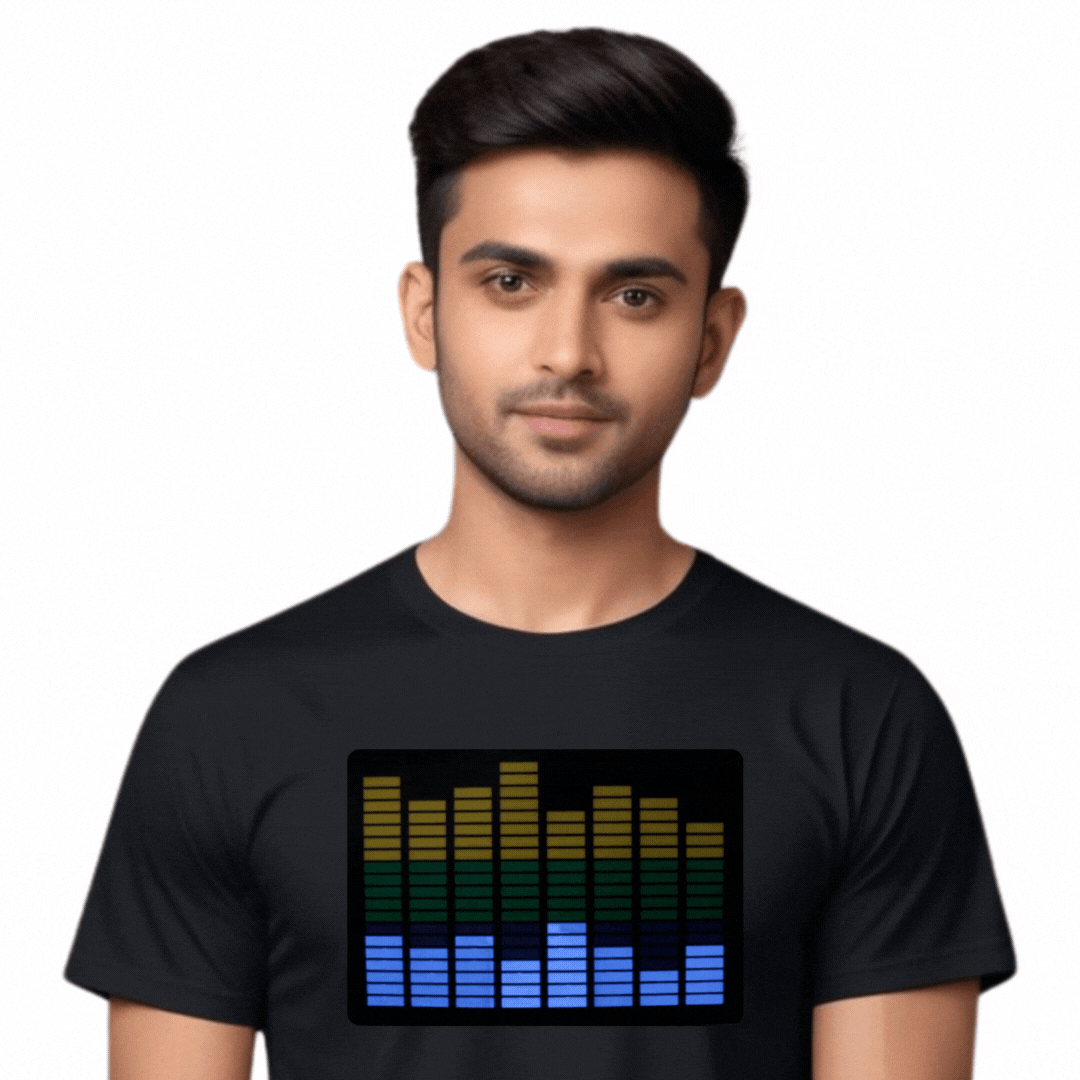 Equalizer Men LED Black Cotton T-Shirt