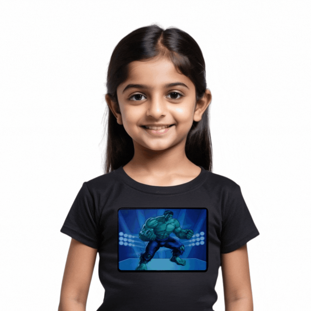 Green Super Hero Black LED Tshirt & Panel For Kids – GR-PRO66