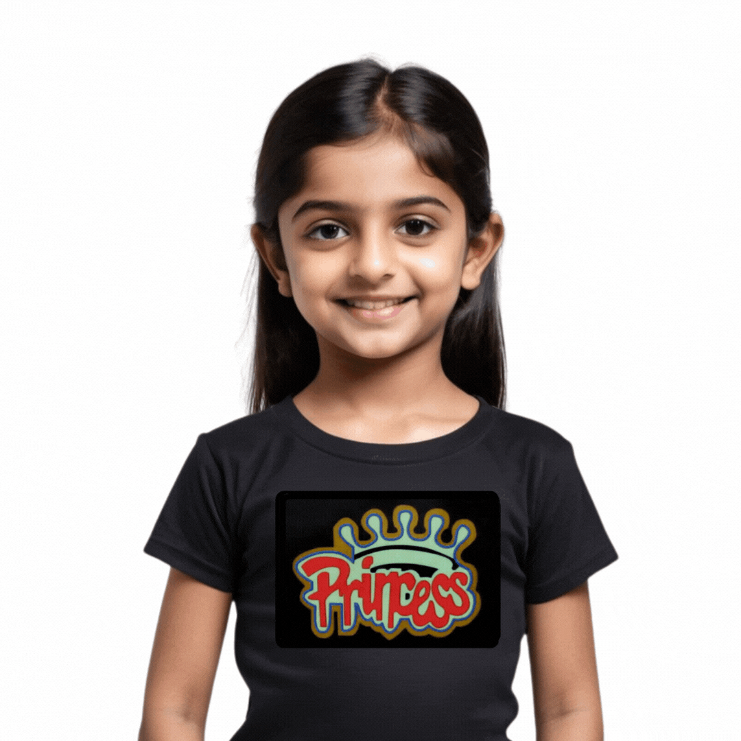 Princess LED Black Cotton T-Shirt
