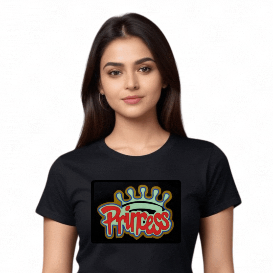 Princess LED Black Cotton T-Shirt