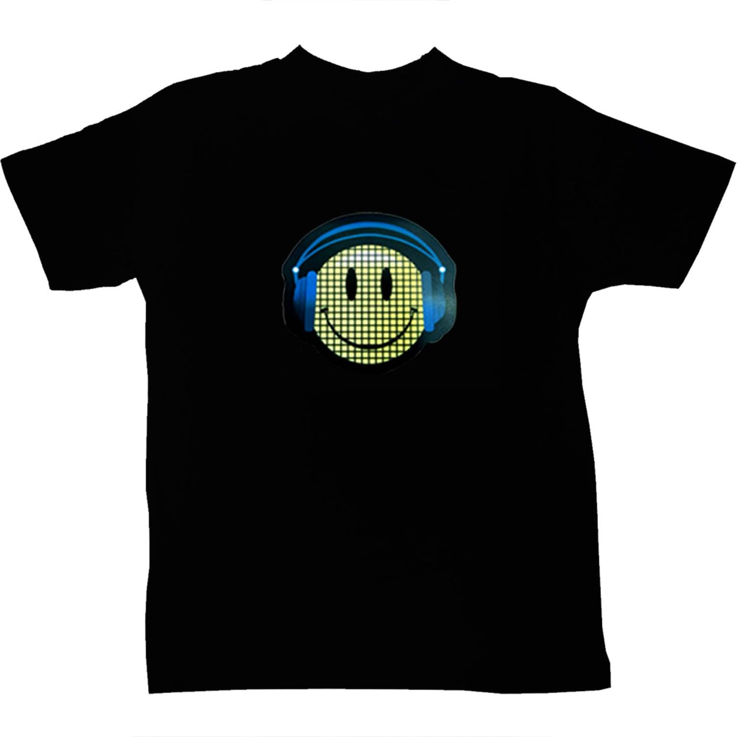 Smiley Face Boys Kids LED Black Cotton T-Shirt