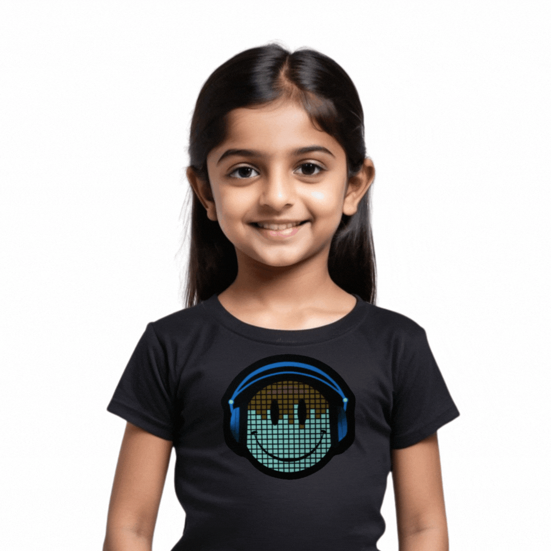 Smiley Cut Out Black LED Tshirt & Panel For Kids – GR-PRO67
