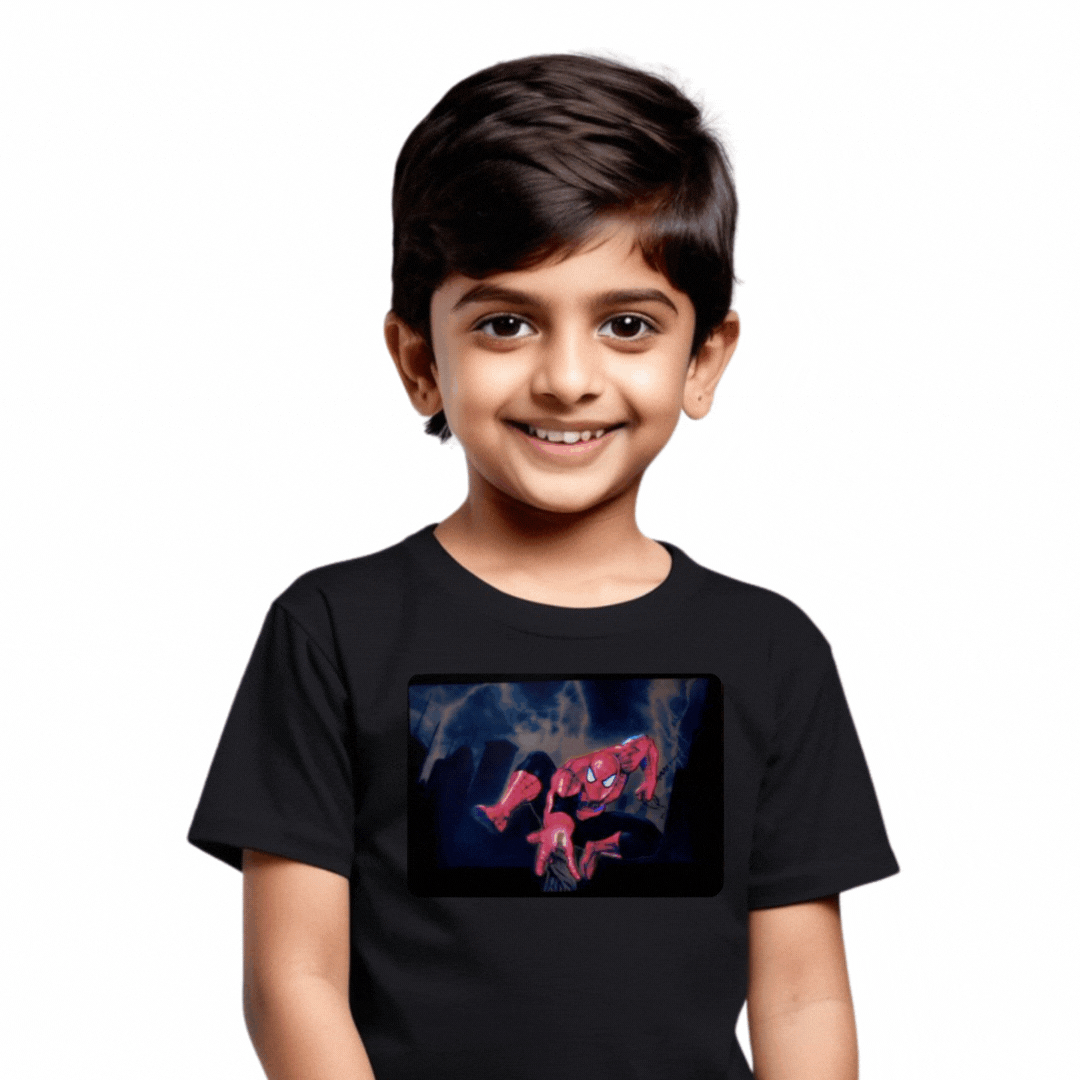 Go Spidy LED Black Cotton T-Shirt