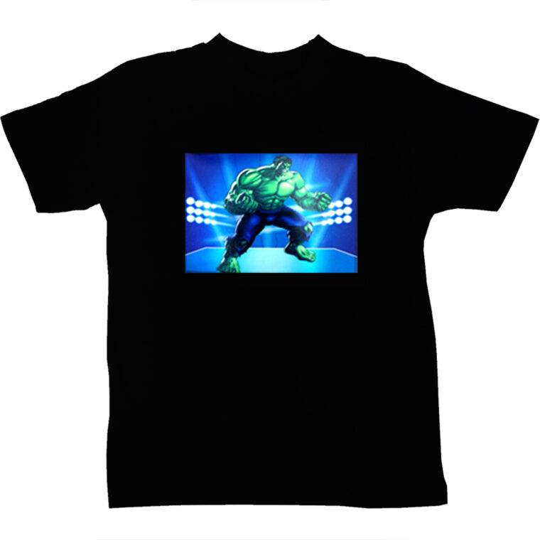 Green Super Hero Black LED Tshirt