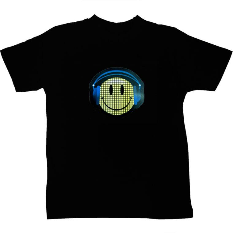 Smiley Cut Out Black LED Tshirt
