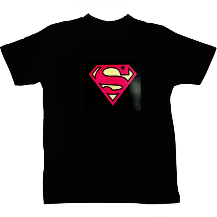 Super Steel Man Black LED Tshirt