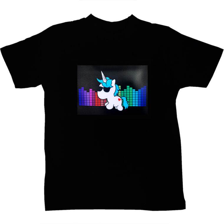 Unicorn Black LED Tshirt